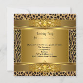 Invitation Élégante fête d'anniversaire Gold Black Zebra Leop (Dos)