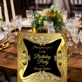 Invitation Élégante fête d'anniversaire Gold Diamants noirs