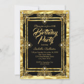 Invitation Élégante fête d'anniversaire Golden Black Gold Gem (Devant)