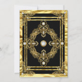 Invitation Élégante fête d'anniversaire Golden Black Gold Gem (Dos)