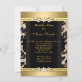 Invitation Élégante fête d'anniversaire Leopard Gold Animal (Dos)