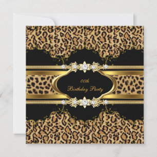 Invitation Elégante fête d'anniversaire Leopard Gold Cheetah