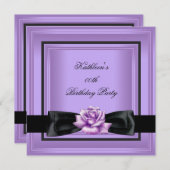 Invitation Élégante fête d'anniversaire Lilac violet Rose noi (Devant / Derrière)
