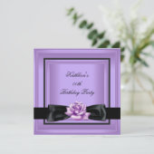 Invitation Élégante fête d'anniversaire Lilac violet Rose noi (Debout devant)