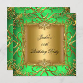 Invitation Élégante fête d'anniversaire Lime Green Gold (Devant / Derrière)