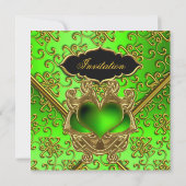 Invitation Élégante fête d'anniversaire Lime vert Black Gold (Dos)
