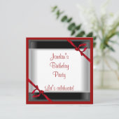 Invitation Élégante fête d'anniversaire Noir Blanc (Debout devant)