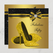 Invitation Élégante fête d'anniversaire Noir et Or (Devant / Derrière)