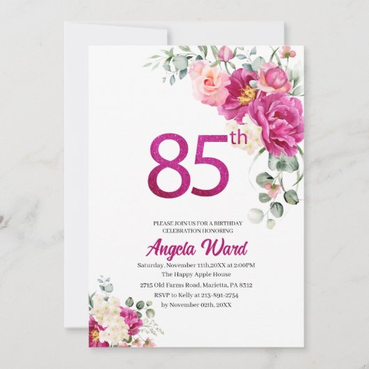 Invitation Elégante fête d'anniversaire parties scintillant f (Devant)