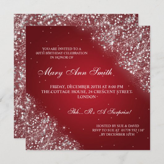 Invitation Élégante fête d'anniversaire Parties scintillant r (Devant / Derrière)