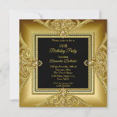 Invitation Elégante fête d'anniversaire Photo Black Gold Fram (Devant)