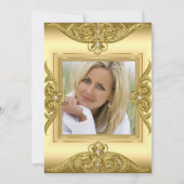 Invitation Elégante fête d'anniversaire Photo Cream Gold Fram (Dos)