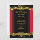 Invitation Élégante fête d'anniversaire Regal Red Black Gold (Dos)