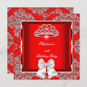 Invitation Elégante fête d'anniversaire Regal Red Damask Arge