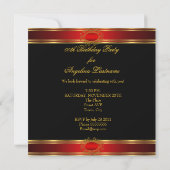 Invitation Élégante fête d'anniversaire Regal Red Gold (Dos)