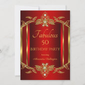 Invitation Élégante fête d'anniversaire Regal Red Gold (Devant)