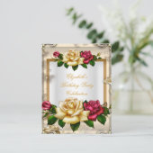 Invitation Elégante fête d'anniversaire Roses White Gold Red (Debout devant)