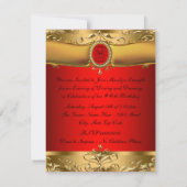 Invitation Elégante fête d'anniversaire rouge et or (Dos)