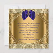 Invitation Elégante fête d'anniversaire Royal Blue et Gold (Dos)