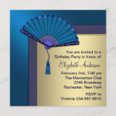 Invitation Élégante fête d'anniversaire Royal Blue Gold High  (Dos)