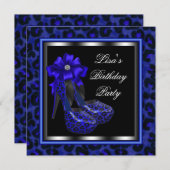 Invitation Elégante fête d'anniversaire Royal Blue Leopard (Devant / Derrière)