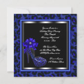 Invitation Elégante fête d'anniversaire Royal Blue Leopard (Dos)