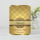 Invitation Élégante fête d'anniversaire Royal Gold (Debout devant)