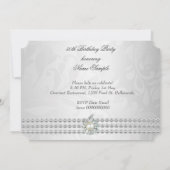 Invitation Élégante fête d'anniversaire Silver Diamond Pearl  (Dos)