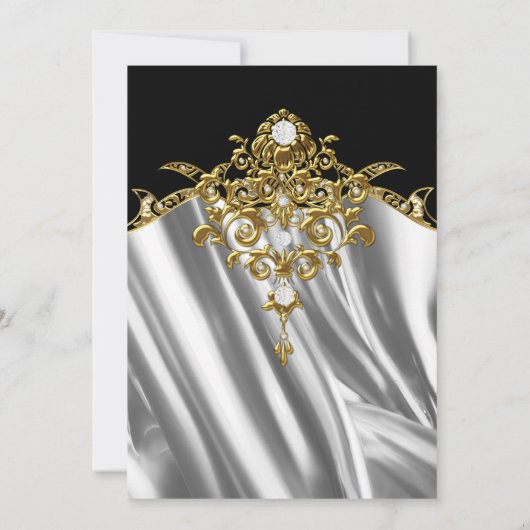 Invitation Élégante fête d'anniversaire Soie diamant Or (Dos)