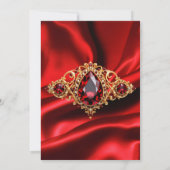 Invitation Elégante fête d'anniversaire Soie Regal Bijou roug (Dos)