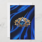 Invitation Elégante fête d'anniversaire Soie Royal bleu bijou (Dos)