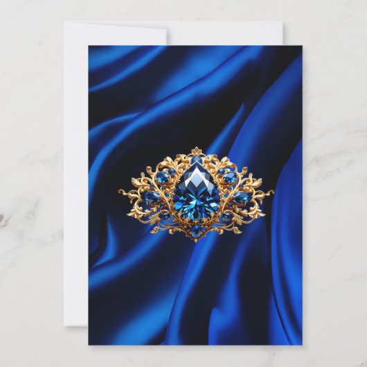 Invitation Elégante fête d'anniversaire Soie Royal bleu bijou (Dos)