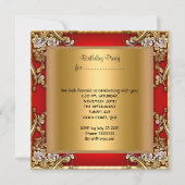 Invitation Elégante fête d'anniversaire Tea Red Gold Roses (Dos)