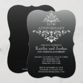 Invitation Élégante Fête d'Anniversaire Vintage Noir avec Flo (Devant / Derrière)