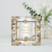 Invitation Élégante fête d'anniversaire White Gold Diamond (Debout devant)