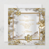 Invitation Élégante fête d'anniversaire White Gold Diamond (Dos)