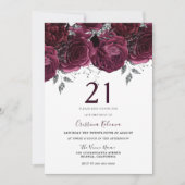 Invitation Elégante fête de 21e anniversaire des Roses de la  (Devant)
