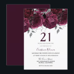 Invitation Elégante fête de 21e anniversaire des Roses de la<br><div class="desc">Elégant Maroon Bourgogne Roses 21e anniversaire Invitation Voir la collection correspondante dans Niche et Nest Store</div>