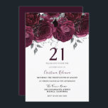 Invitation Elégante fête de 21e anniversaire des Roses de la<br><div class="desc">Elégant Maroon Bourgogne Roses 21e anniversaire Invitation Voir la collection correspondante dans Niche et Nest Store</div>