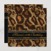 Invitation Élégante fête de 40e anniversaire Black Gold Wild (Devant / Derrière)