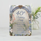 Invitation Élégante Fête de 40e anniversaire de l'Arc Floral (Debout devant)