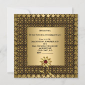 Invitation Élégante fête de 40e anniversaire Exotic Gold Flor (Dos)