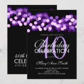Invitation Elégante fête de 40e anniversaire violet Hollywood (Devant / Derrière)