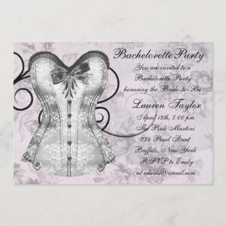 Invitation Élégante fête de bachelorette rose et grise