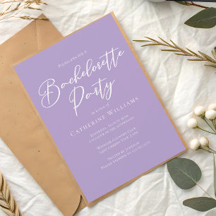 Invitation Élégante Fête de Bachelorette Violet Lilas