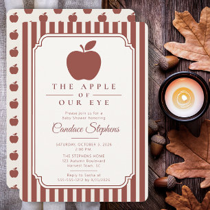 Invitation Élégante Fête de Bébé L'Apple de Nos Yeux