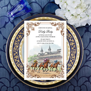 Invitation Élégante fête de courses de chevaux de derby vinta