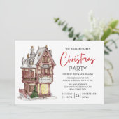 Invitation Élégante fête de famille de la maison de Noël (Debout devant)
