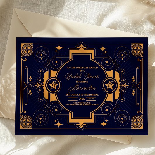 Invitation Élégante Fête de Fiançailles Céleste
