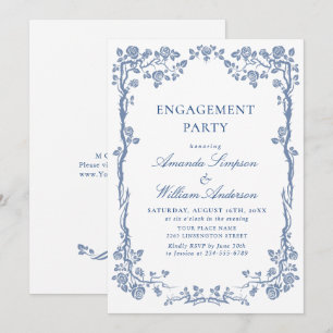 Invitation Élégante fête de fiançailles de jardin français bl